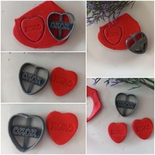 valentines xoxo heart clay cookie cutter jewelry cutters earring fondant love 3d print model - Mito3D