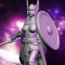valkyrie - asgardian warrior game marvel thor viking board rpg miniature crisis protocol legion zombicide dnd dungeons dragons female sword shield maiden 32mm 3d print model - Mito3D
