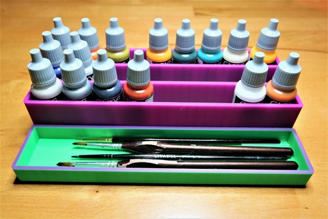 vallejo paint stand 24 bottles brush tray color colors box holder 3d print model - Mito3D