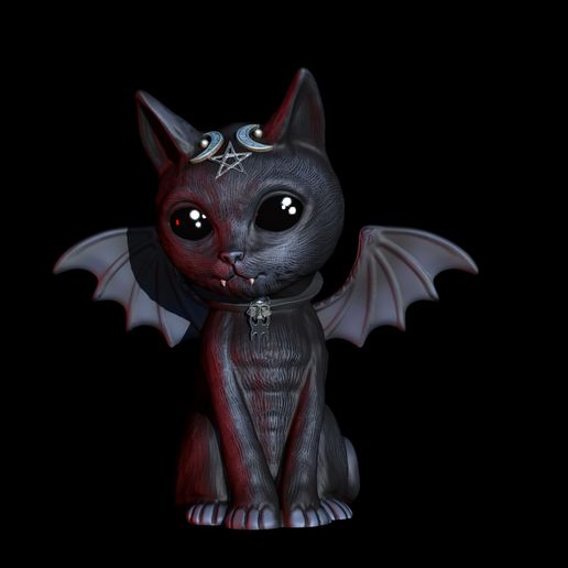 vampiro gatto arte giocattolo scultura Halloween animali 3D print model - Mito3D
