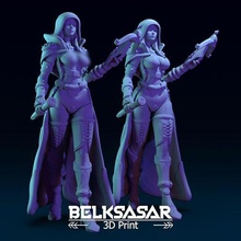 vampire hunter girl normal topless 3d print model armor beautiful board boots detailed fantasy female realistic woman boardgames crossbow 28mm dnd cloak 32mm straps 55mm miniatures figurines 3d print model - Mito3D