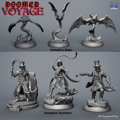 vampire hunters fantasy miniatures rpg tabletop d&d vampires bats hunter 3d print model - Mito3D