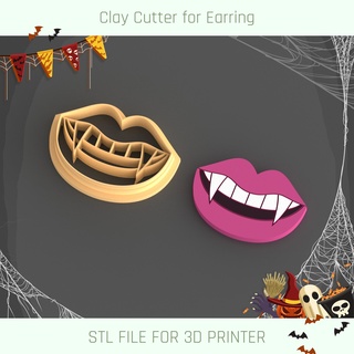 vampiro bocca Halloween argilla taglierina utensili orecchino pipistrello zucca cranio 3d print model - Mito3D
