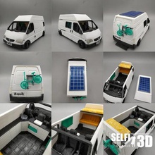 van - iki renk iç sanat çift ekstruzyon minyatür araç kanepe içinde tekerlekler gerçekçi 3d print model - Mito3D