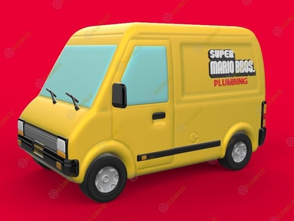van super mario movie bros truck plumbers luigi 3d print model - Mito3D