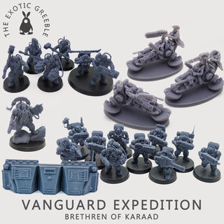 vanguard expedition - brethren karaad war hammer space dwarf 42k squat barricade patrol dwarves 3d print model - Mito3D