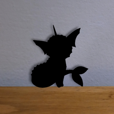 vaporeon cuadro arte eevee pokémon parede cenário sombra silueta cutucar pokebola pokebola aparado decoracion 3d print model - Mito3D