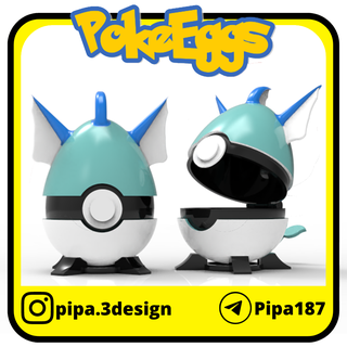 vaporeon easter egg pokeballs pokemon pokeball goodies go 3d print model - Mito3D