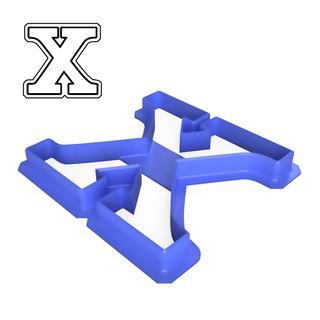 varsity style greek letter chi cookie cutter alphabet varstiy 3d print model - Mito3D