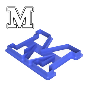 varsity style greek letter mu cookie cutter alphabet varstiy 3d print model - Mito3D