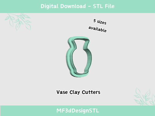 vase clay cutter digital stl file polymer diy jewelry cookie making tool 5 sizes boho cutters cookies earrings studs craft 3d print model - Mito3D