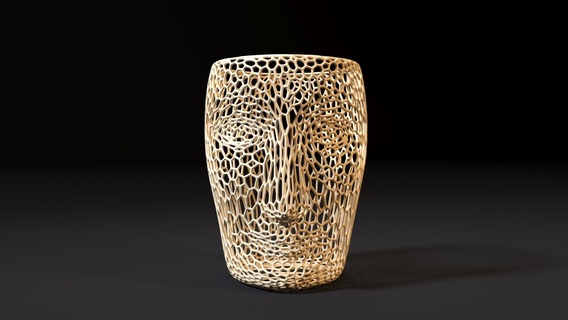 vaso cara decoração organizador ficar pé arte casa figura wireframe Voronoi luminária fio 3d print model - Mito3D