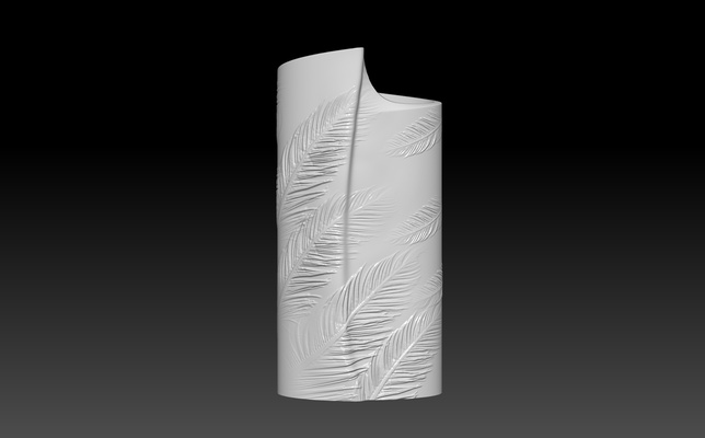 vase feathers bas-relief home interior spiral organizer stylish 3d print model - Mito3D