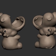 vase hipoppotamus 3d print model - Mito3D