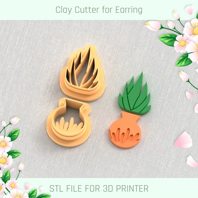vase leaves spring clay cutter tools earring flower 3d print model - Mito3D