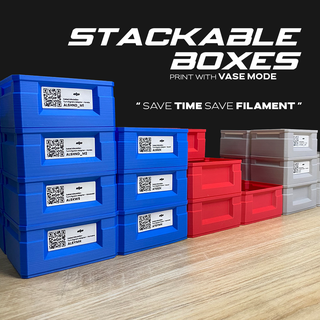 vase mode stackable storage boxes - fast print vasemode fastprint stack bins 3d print model - Mito3D