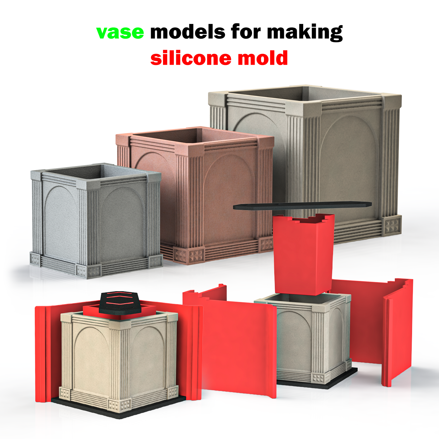 vase models making silicone mold concrete 3dprint pot planter ako3d 3D print model - Mito3D