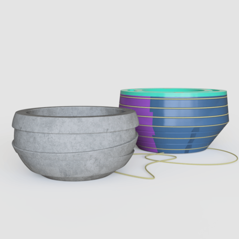 vase de moule 2 la maison resina resine organique poly faible céramique concreto le béton vaso conception bricolage pot 3D print model - Mito3D