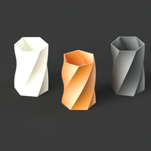vase stylo boîte 3d impression modèle hexagonal tordu conception torsion décor maison pot planteur petit Accueil Bureau 3d print model - Mito3D