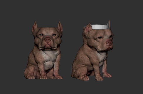 vase pitbull petdog dog bulldog 3dprint 3dprinting sculpture sculpt corgi 3d print model - Mito3D