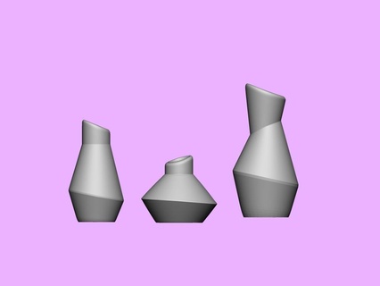 vaso conjunto casa brinquedo 3dprint 3dprinted modelo cobre 3dsculpture 3d print model - Mito3D