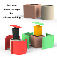 vase silicone mold square & cylinder 3d print model - Mito3D