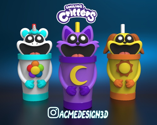 vaso giornata gatto canicola y craftycorn casa sorridente creature gato violeta poopy gioco 3d print model - Mito3D