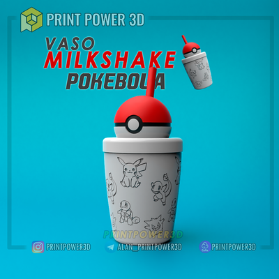 vaso pokebola milchshake pokeballs zuhause haus pokémon pikachu charmander charizard anime niños nene nina asche printpower3d 3d print model - Mito3D