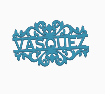 vasquez last name wall decor family apellido v mount names wrought iron filigree latino espa ol 3d print model - Mito3D
