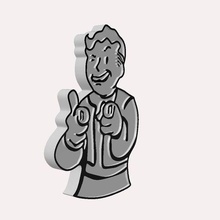 vault guy pin magnet keychain fashion dweller rocket69 wasteland fallout pip boy special 3d print model - Mito3D