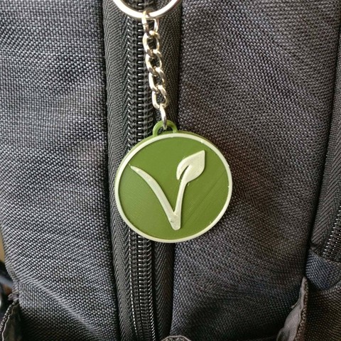 végétarien logo keychain de la mode végétalien les touches un trousseau clés attribut 3D print model - Mito3D