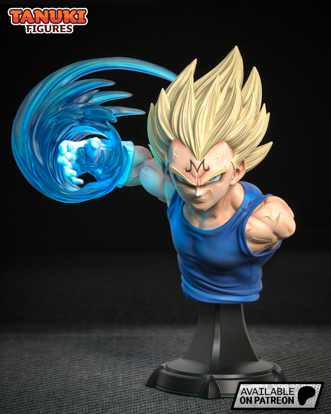 vegeta - dragon ball z bust art majin anime manga 3dprint toy collectible figure action 3D print model - Mito3D