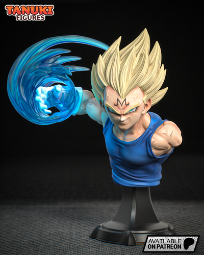 vegeta - dragon ball z bust art majin anime manga 3dprint toy collectible figure action 3d print model - Mito3D