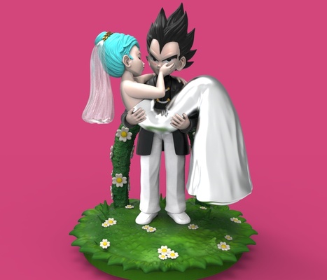 vegeta bulma sposato nozze dragonabllz dbo anime 3dmodel manica fan art chibis funkos san valentino gratuito goku 3d print model - Mito3D