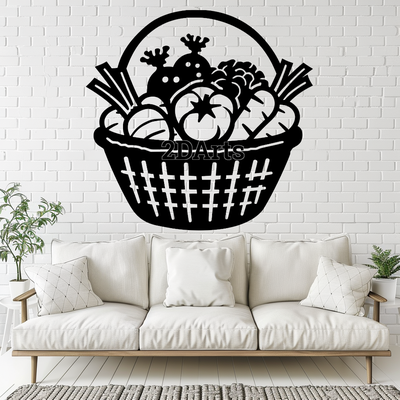 vegetable basket 2d wall art window - digital stl & svg file home kitchen decor 3d printing laser cutting home cults3d download food-themed modern minimalist rustic farmhouse dining room birthday gift housewarming unique cafe 3d print model - Mito3D