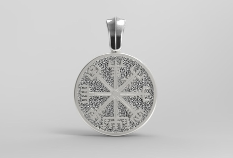 vegvisir runa bussola pendente gioielleria oro argento insolito elegante rune runico 3d print model - Mito3D