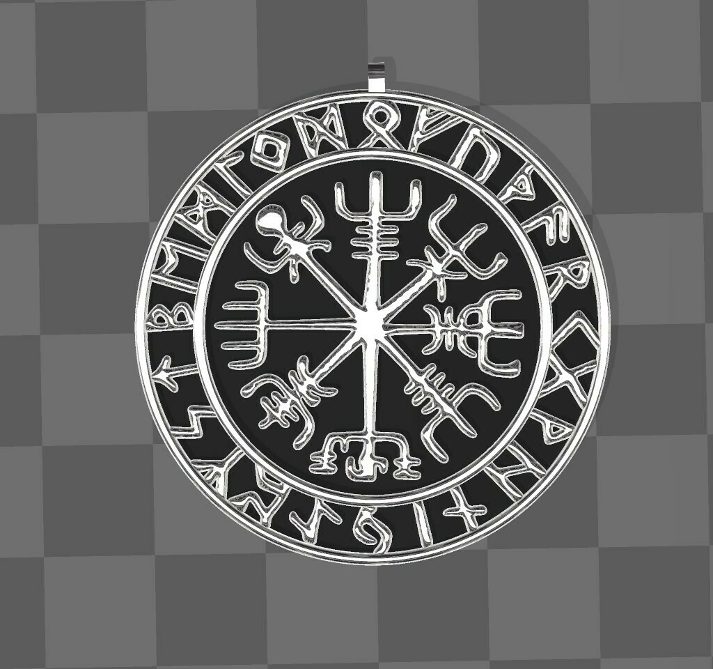 vegvisir viking compass - celtic rune pendant jewelery 3D print model - Mito3D