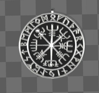 Vegvisir Wikinger Kompass keltisch Rune Anhänger Schmuck 3d print model - Mito3D