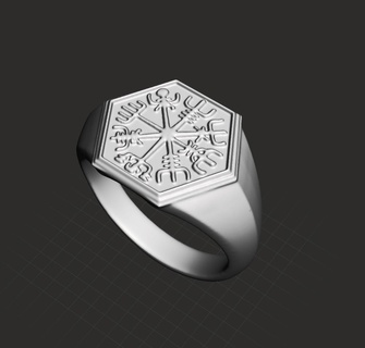 vegvisir viking compass - ring norse protection mythology 3d print model - Mito3D