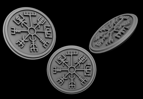 Vegvisir viking pusula runik Vikingler madalyon sembol pagan İskandinav 3d print model - Mito3D