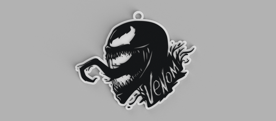 venom logo keychain - pendant earring 3d print model - Mito3D
