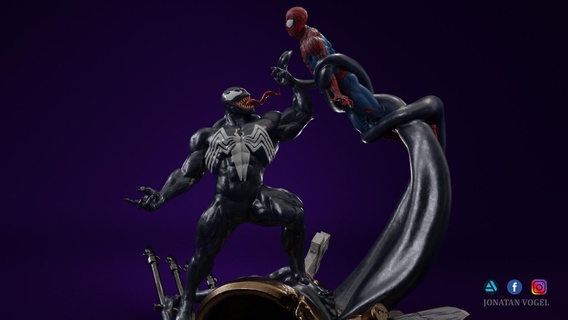 venom vs spiderman Art spider marvel 3dprintig printing 3d resin statue collectable 3d print model - Mito3D