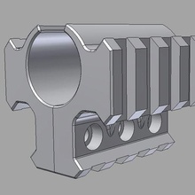 respiradero costilla picatinny escopeta barril tri rail 12 calibre carril montar 3d print model - Mito3D
