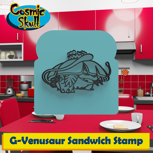 venusaur gigantamax sandwich stamp pokemon bulbasaur ivysaur mega bread kitchen tool decoration gift functional 3D print model - Mito3D