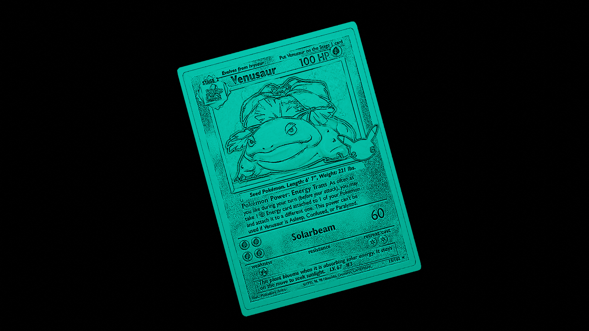 venusaur Pokemon carta bulbasaur nintendo arte scolpire sollievo telaio animale 3D print model - Mito3D