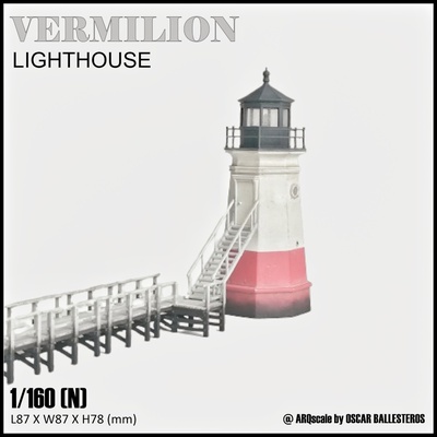 vermilion lighthouse - n 1 160 scale model landmark faro maqueta escala diorama arquitectura modelo modelismo edificio 3d print model - Mito3D