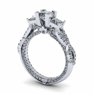 verragio princess diamond ring r16 lux silver gold jewelry printable 3d model trend fashion design zbrush 3d print model - Mito3D