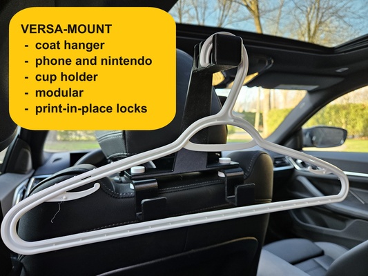 revés montar modular coche vehiculo reposacabezas gancho percha sistema artilugio accesorio taza soporte teléfono 3d print model - Mito3D