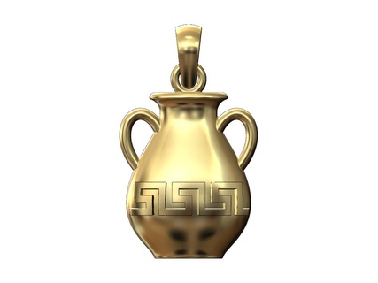 Versace modèle urne pendentif charme caution 3d impression grec clé méandre vase pot Collier bijoux imprimable or argent 3d print model - Mito3D