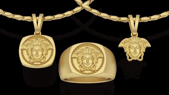 versace Anhänger Ring Silber Gold Schmuck druckbar 3d Modell Trend Mode Design zbrush Tiger 3d print model - Mito3D